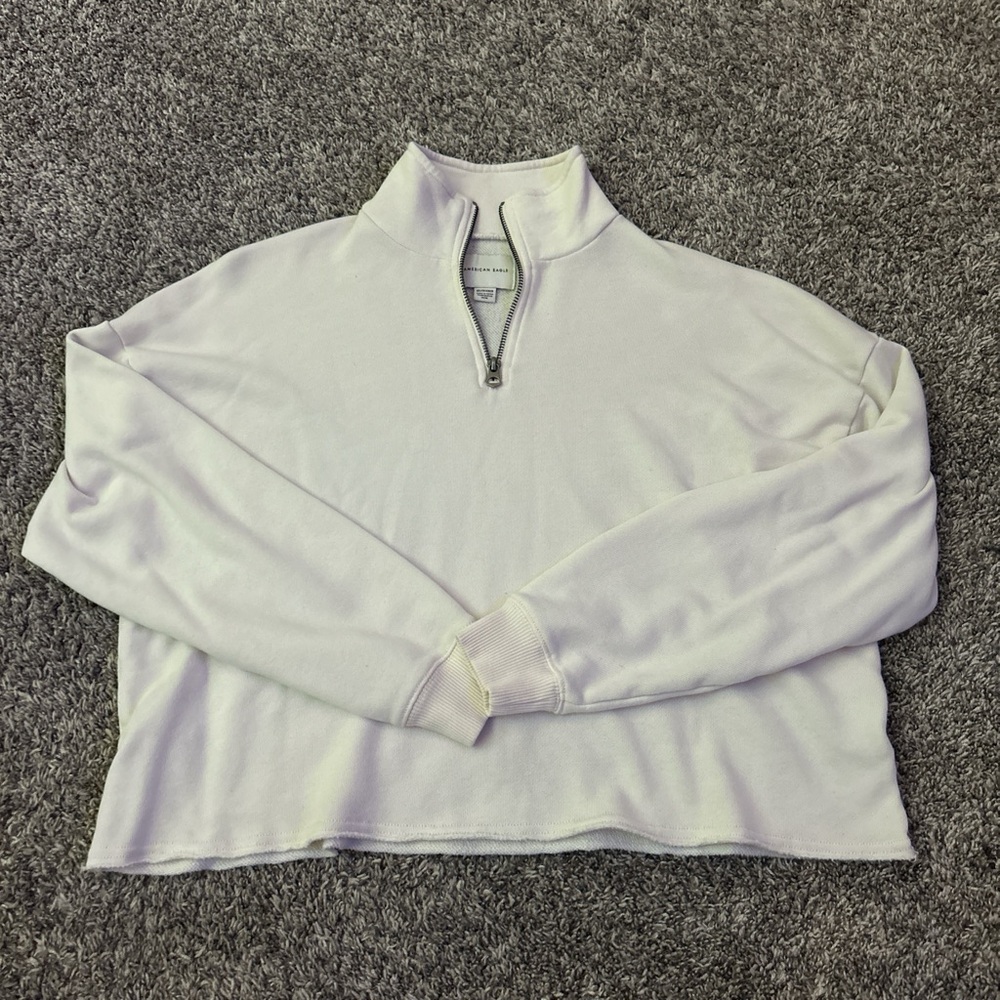 American Eagle Outfitters Oversized White Quarter-Zip Sweater